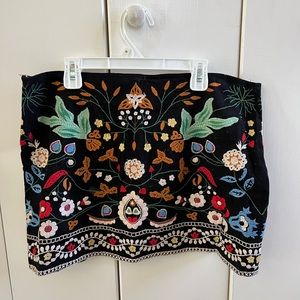Zara embroidered mini skirt